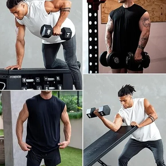 3 Pack Men's Cotton Gym Tank Tops Workout Sleeveless （NEW) - Picture 8 of 16